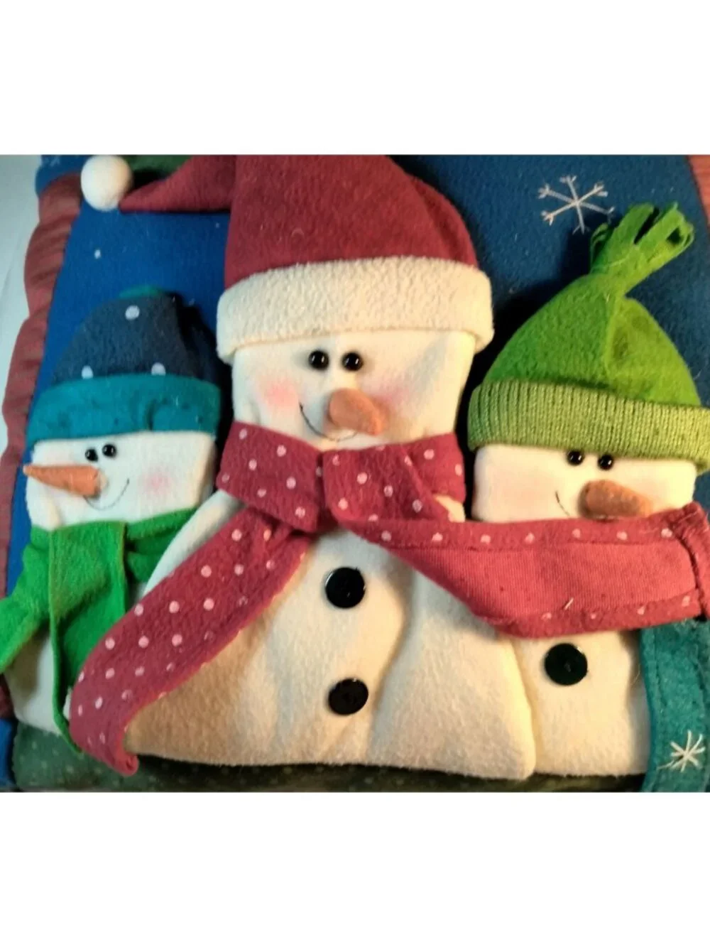 St Nicholas Square Snowman Trio Pillow Festive Holiday Decor Christmas Toss
